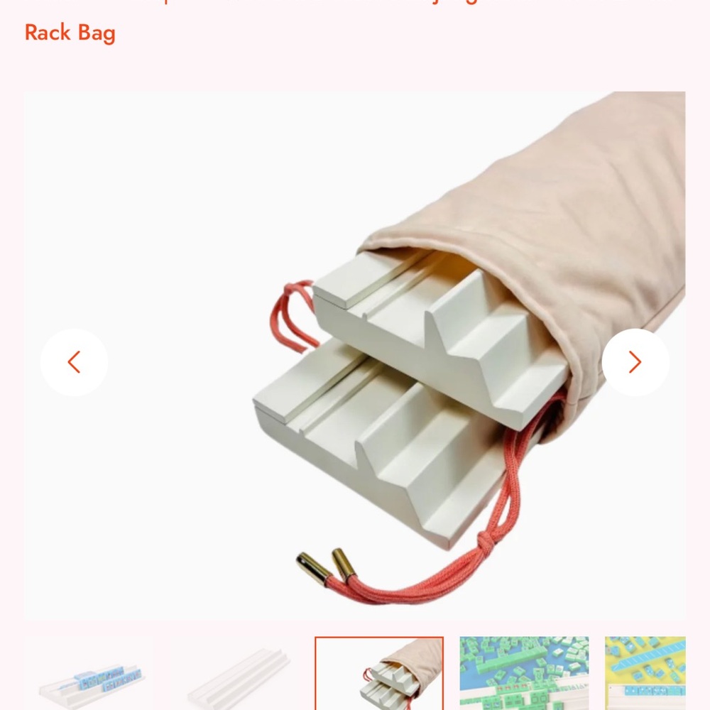 Elegant White Mahjong Rack with Pink Bag